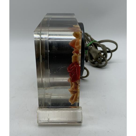 Vtg SESSIONS Lucite Clock MCM Art Deco Roses Tested Working Alarm Does Not Work - Picture 4 of 8